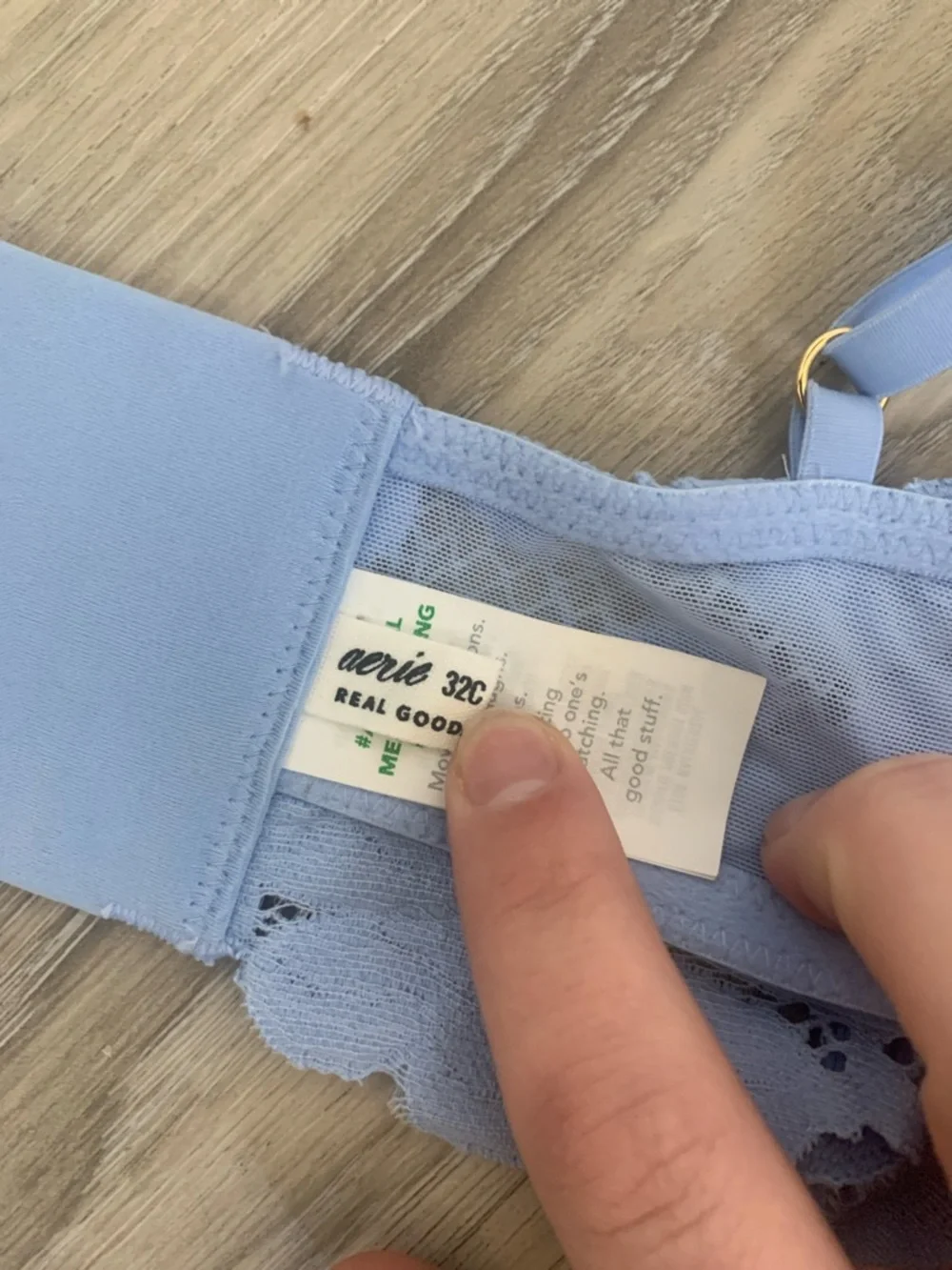 NWOT Aerie Real Good Show Off Unlined Balconette Lace Bra Light Pastel Blue 32C - Picture 5 of 5